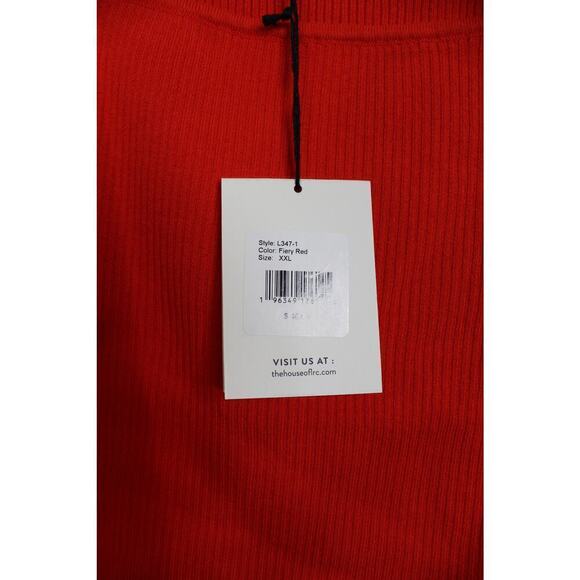 LITA by Ciara Fiery Red Ribbed Knit Cropped Square Neck Tank Size XXL NWT - Picture 4 of 5
